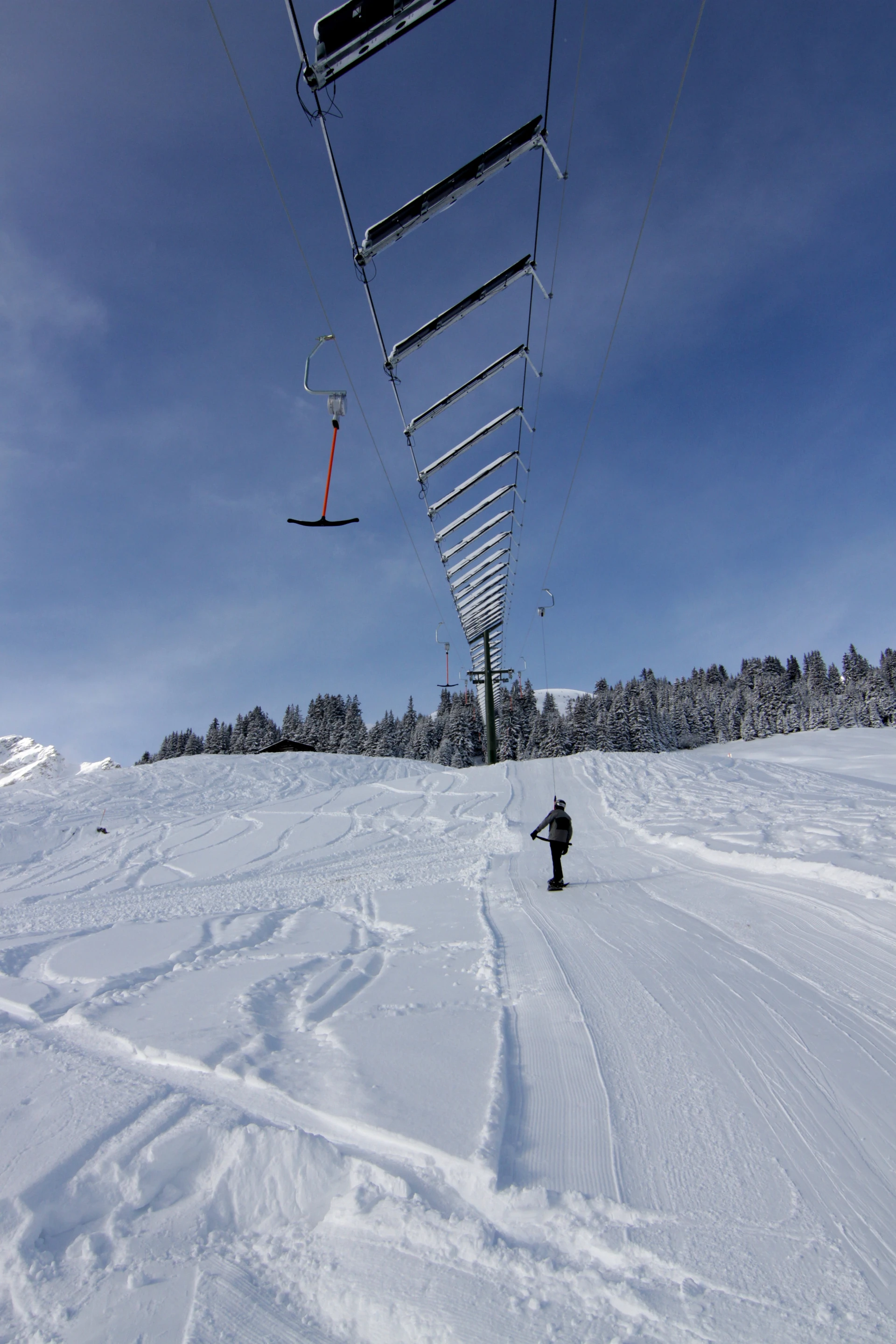 On a sunny day, the solar panels produce approximately two times as much electricity than what is required to operate the lift