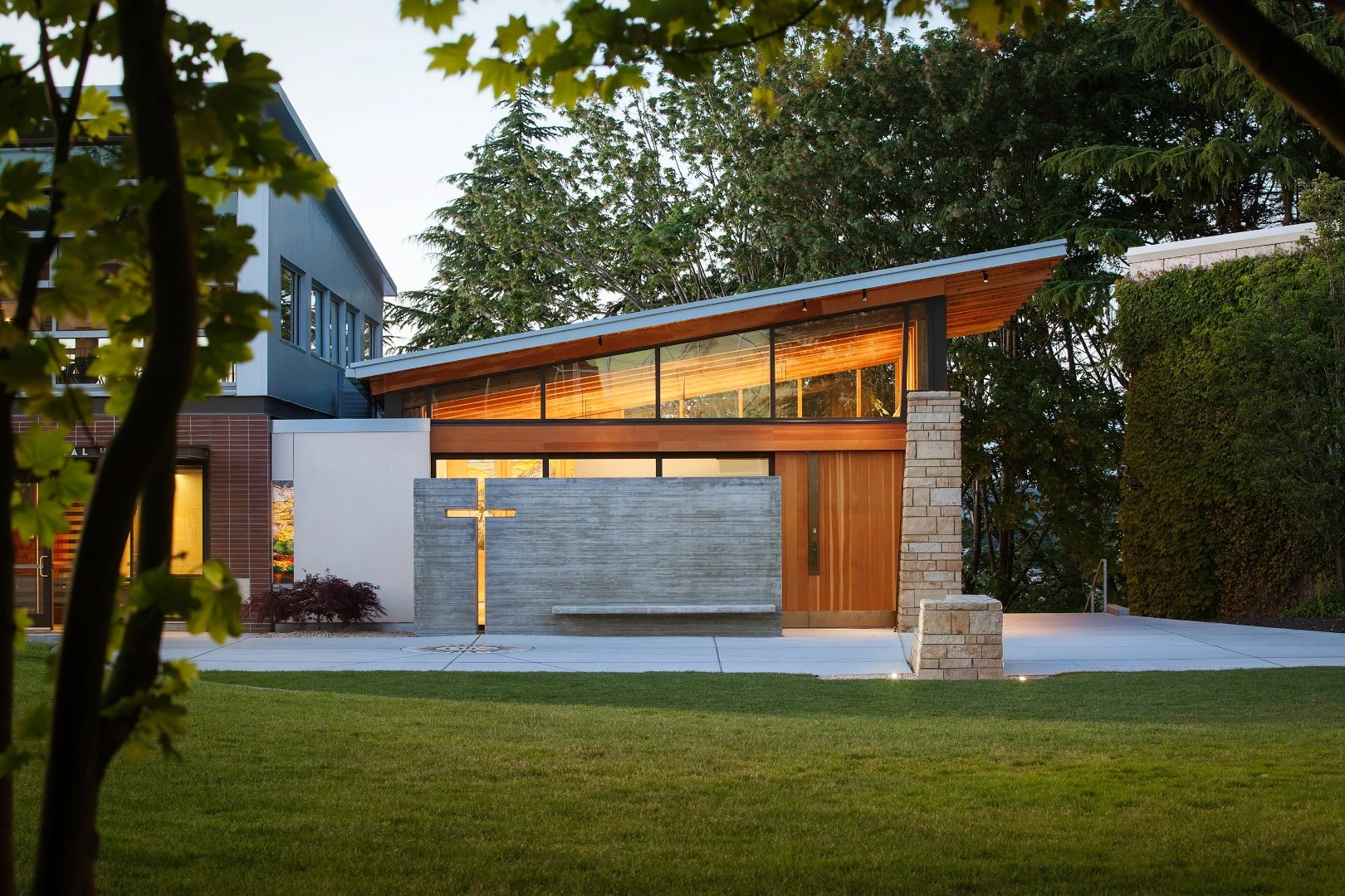 Our Lady of Montserrat Chapel by Hennebery Eddy Architects won the Wood in Educational Buildings award