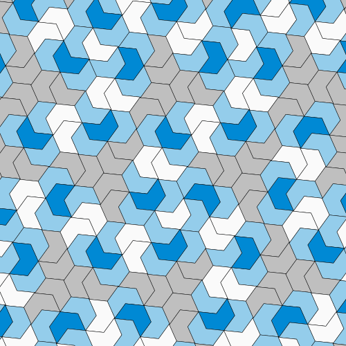 An animation of the Hat cycling through a family of related shapes that can also be classed as "aperiodic monotiles"