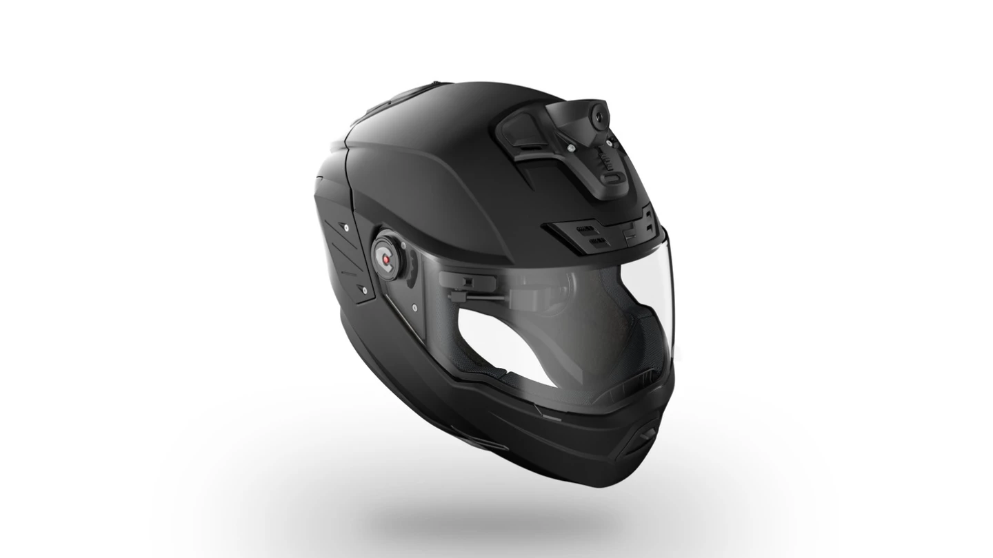 The helmet boasts a 1080p/60fps actioncam at the front, that covers a 120-degree angle