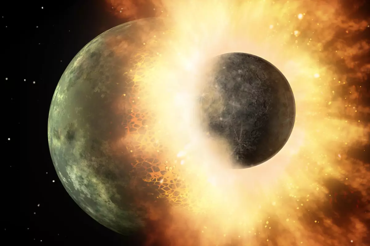 Artist's impression of Theia colliding with Earth (Image: NASA/JPL)