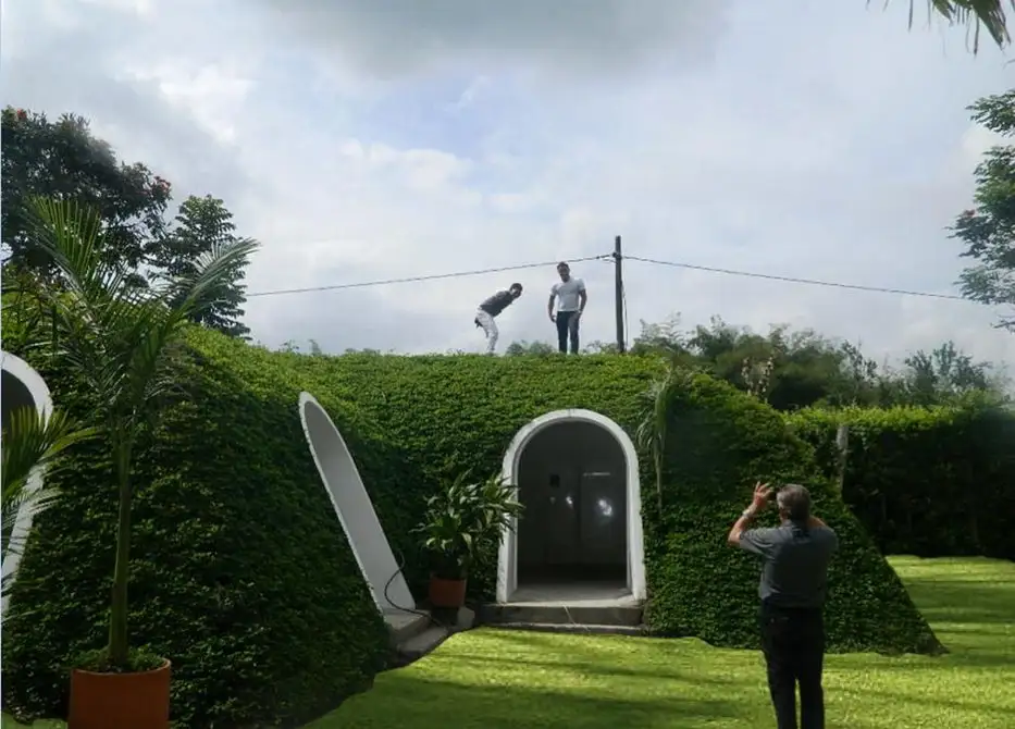 When soil is added to a prefabricated Green Magic Home, its weight reportedly actually helps press the sections together, adding strength instead of creating structural stress