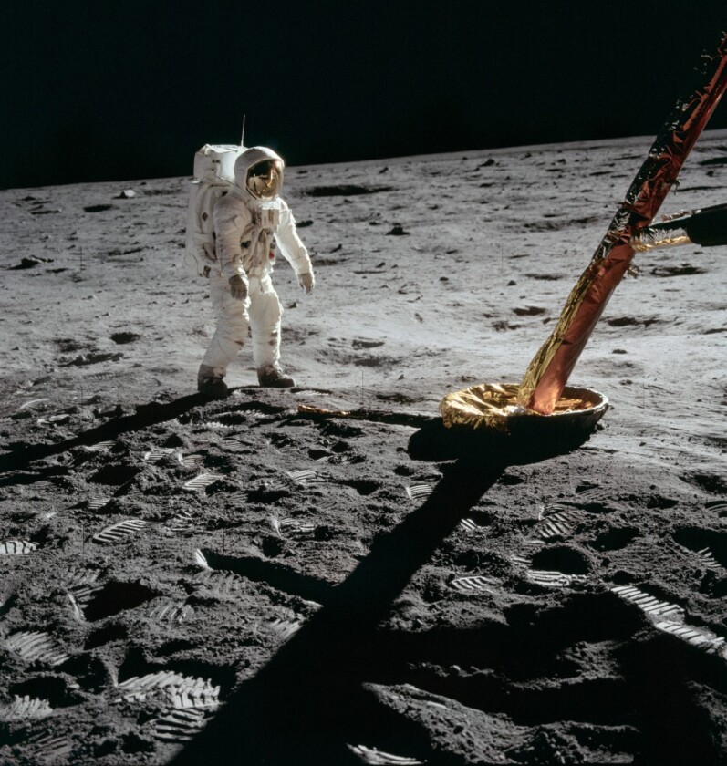 Inspecting the lunar module