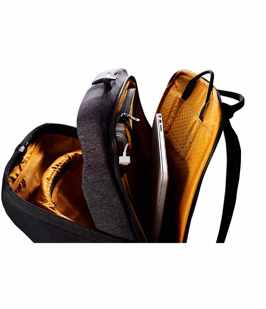 The pack has a zippered compartment for laptops that features a pull handle