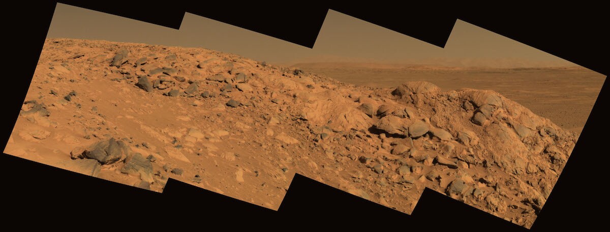 Taken by the Spirit rover in 2004, this photo shows the sweeping plains of Gusev Crater, home to the potential Mars 2020 landing site of Columbia Hills