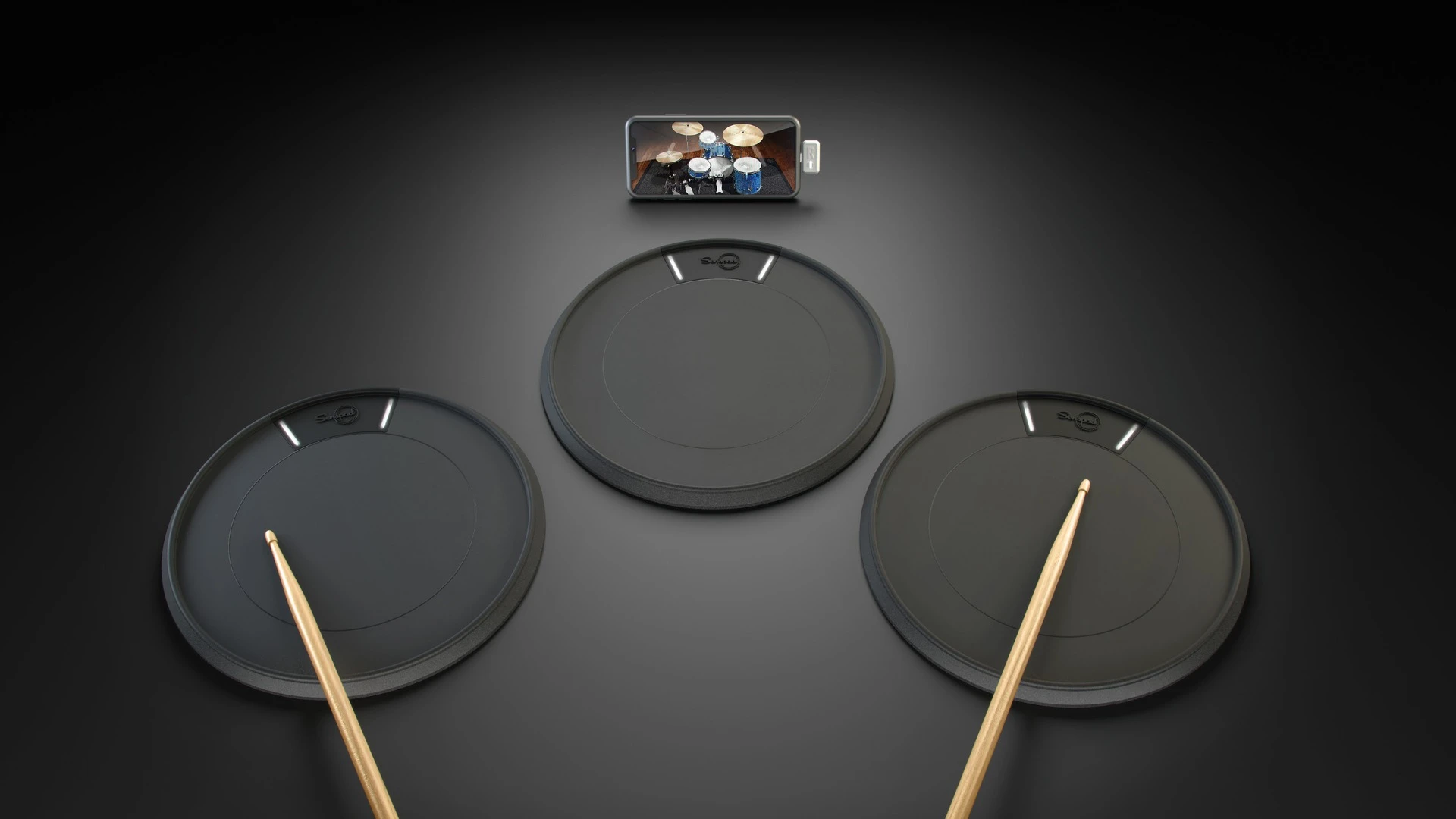 Each Senspad has three hit zones that can be assigned instruments or sounds via a companion mobile app running on a smarpthone