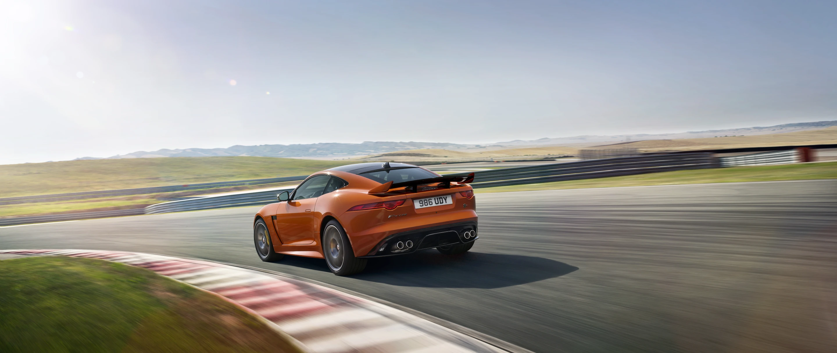 The Jaguar F-Type SVR with spoiler deployed
