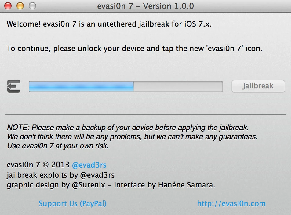 You will need to unlock your device and tap on the evasi0n icon at one point