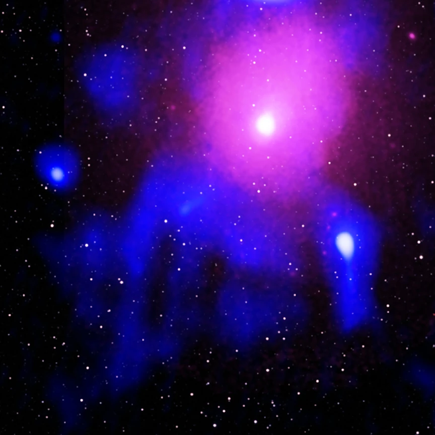 Composite false-color image of the most powerful black hole eruption in the universe
