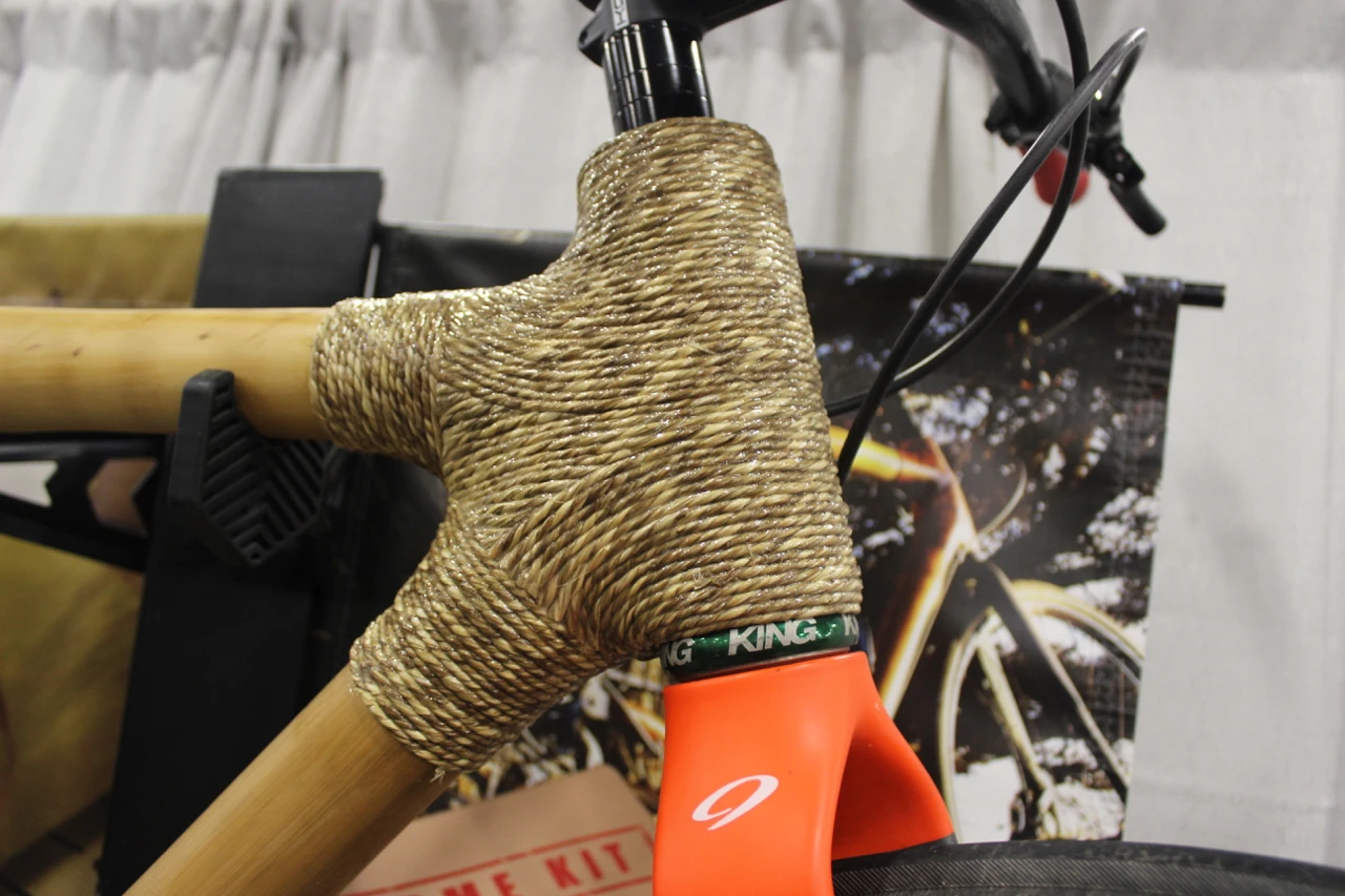 A hemp lug on a bamboo bike made by Calfee Design