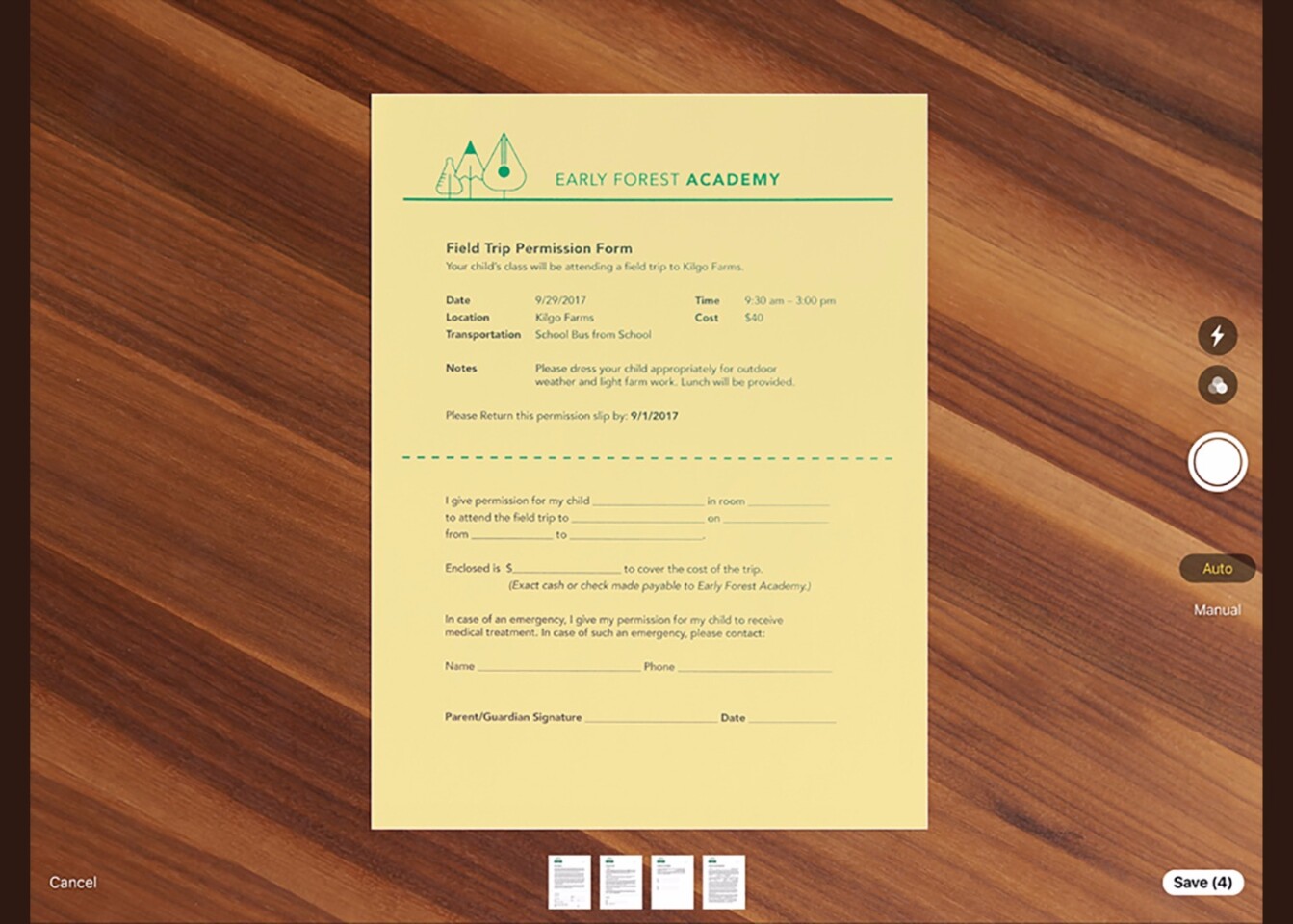 Documents can be scanned straight into Notes