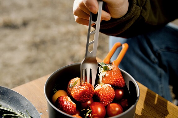 The fork in use