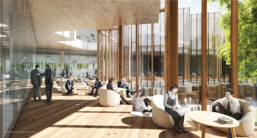 The AstraZeneca campus provides spaces for meetings and collaboration, as well as quick passage between spaces