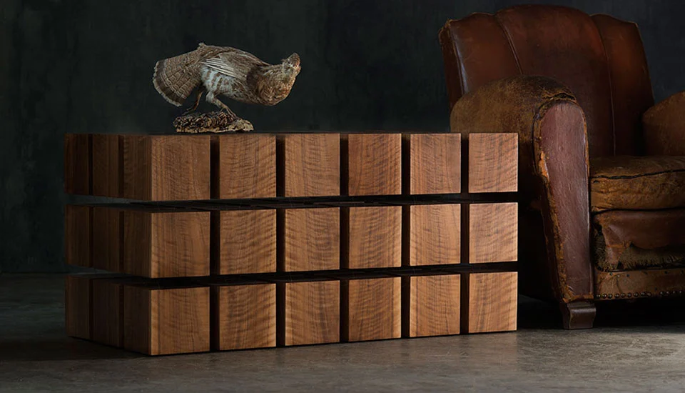 The Float Table is made of wooden cubes with magnets inside