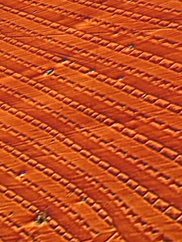 A microscopic view of periodic magnetic cells created in iron-gallium alloy that appear to be responsible for the strange non-Joulian magnetostriction