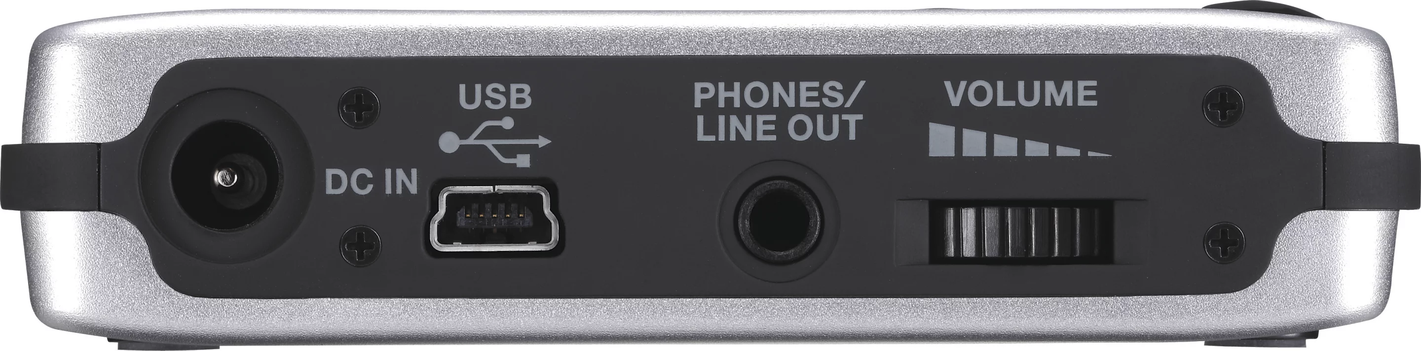 A mini-USB port allows connectivity to a computer, allowing the device to be used as an audio interface or as a stand-alone recorder