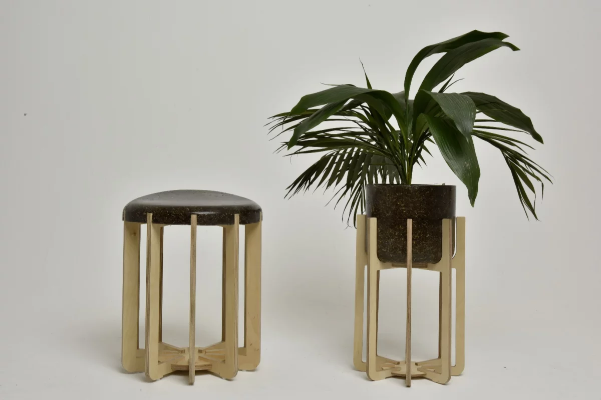 Sanelisiwe Mafa, a Product Design Student from Birmingham City University, has use cow manure to produce a stool and flower pot