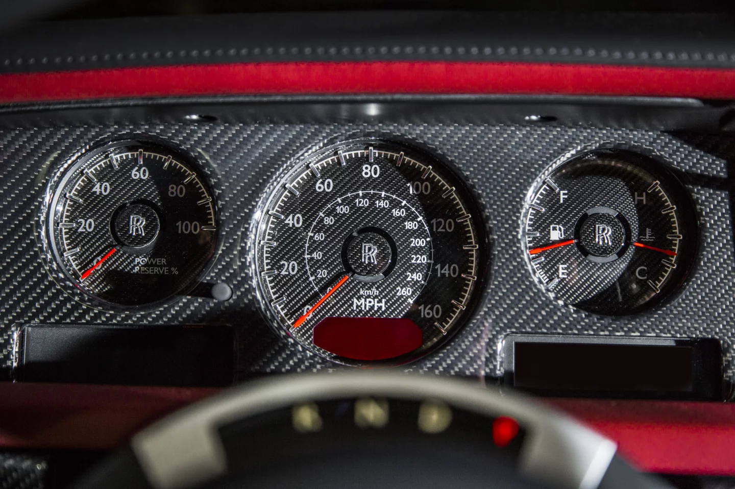 The Rolls-Royce Phantom Drophead Coupé "Nighthawk" has carbon fiber panels