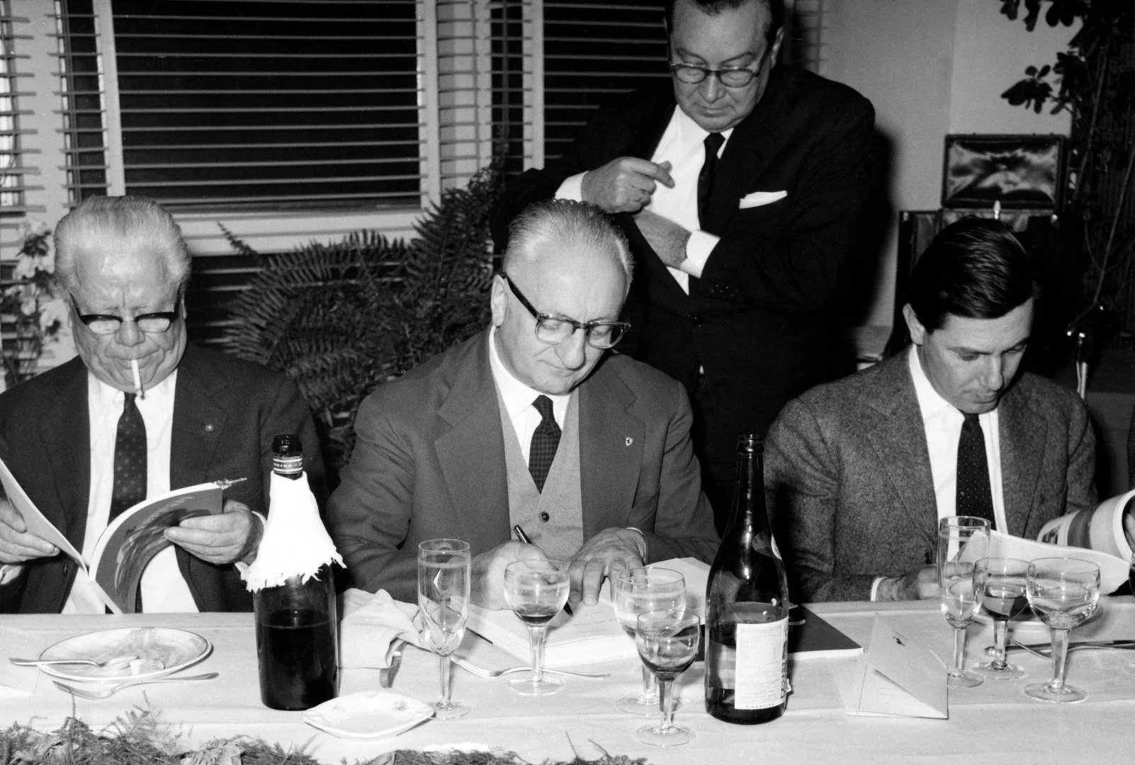 Battista Pininfarina, Enzo Ferrari and Sergio Pininfarina circa 1955