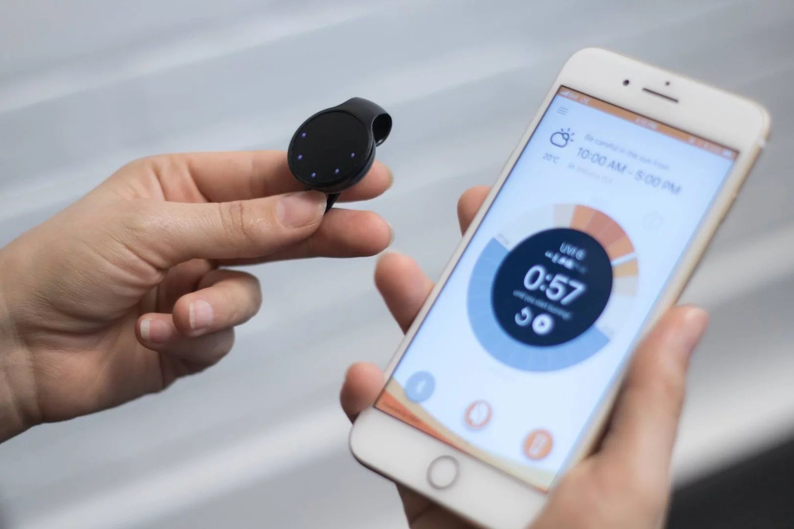 The QSun UV tracker also comes with a companion app