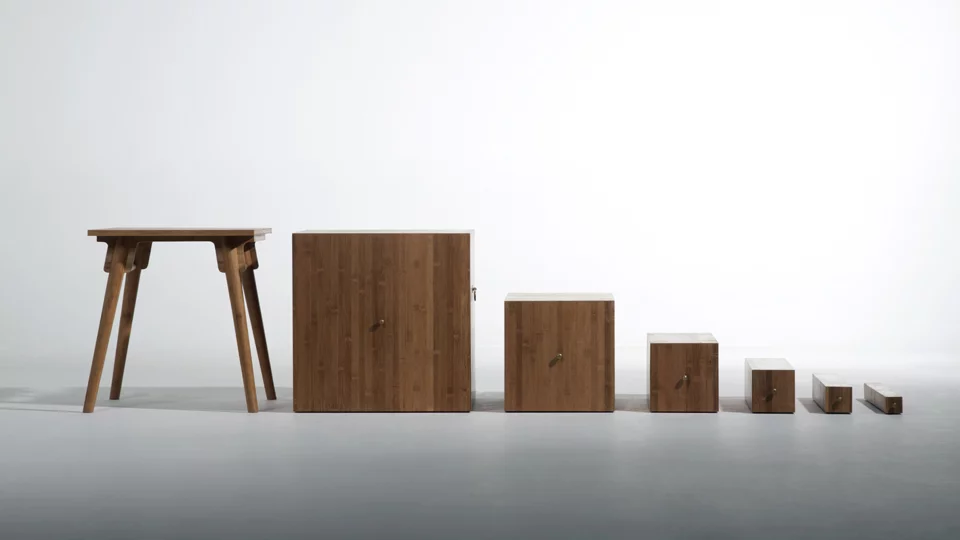 Fibonacci Cabinet comprises separate units which all follow the Fibonacci sequence