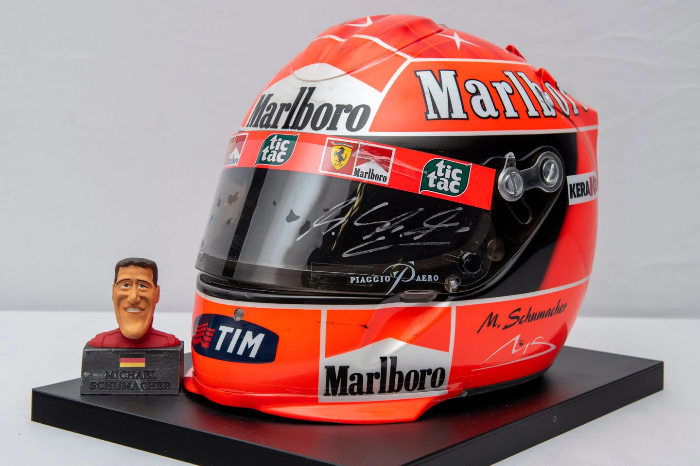 Worn by Michael Schumacher in the first three races of his 2001 Title win, this helmet witnessed three poles, two wins, one fastest lap, and one second place.