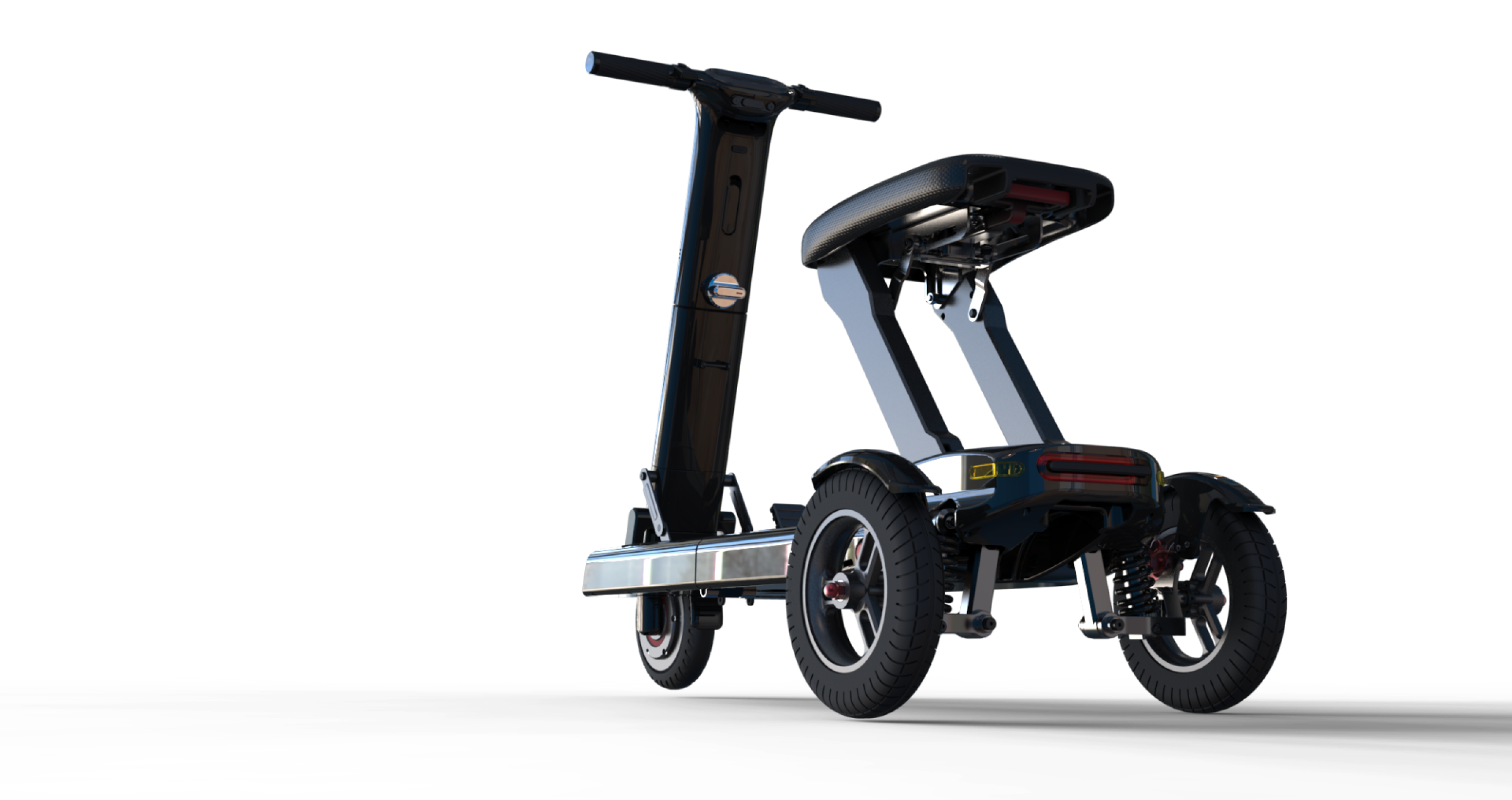 Relync folding, sitatop threewheel smart scooter eats up city miles
