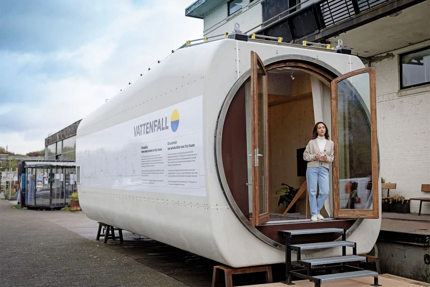 Built in a 2MW wind turbine's nacelle, this tiny home offers 376 sq ft of living space