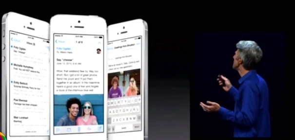 The new flatter, cleaner iOS 7 look