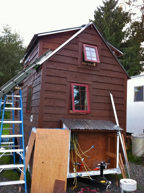 Christopher’s dad assisted by running the electrical wiring as well as helping with the framing of the roof (Photo: Christopher Tack)