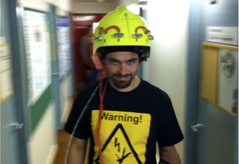 The prototype vibrating firefighting helmet