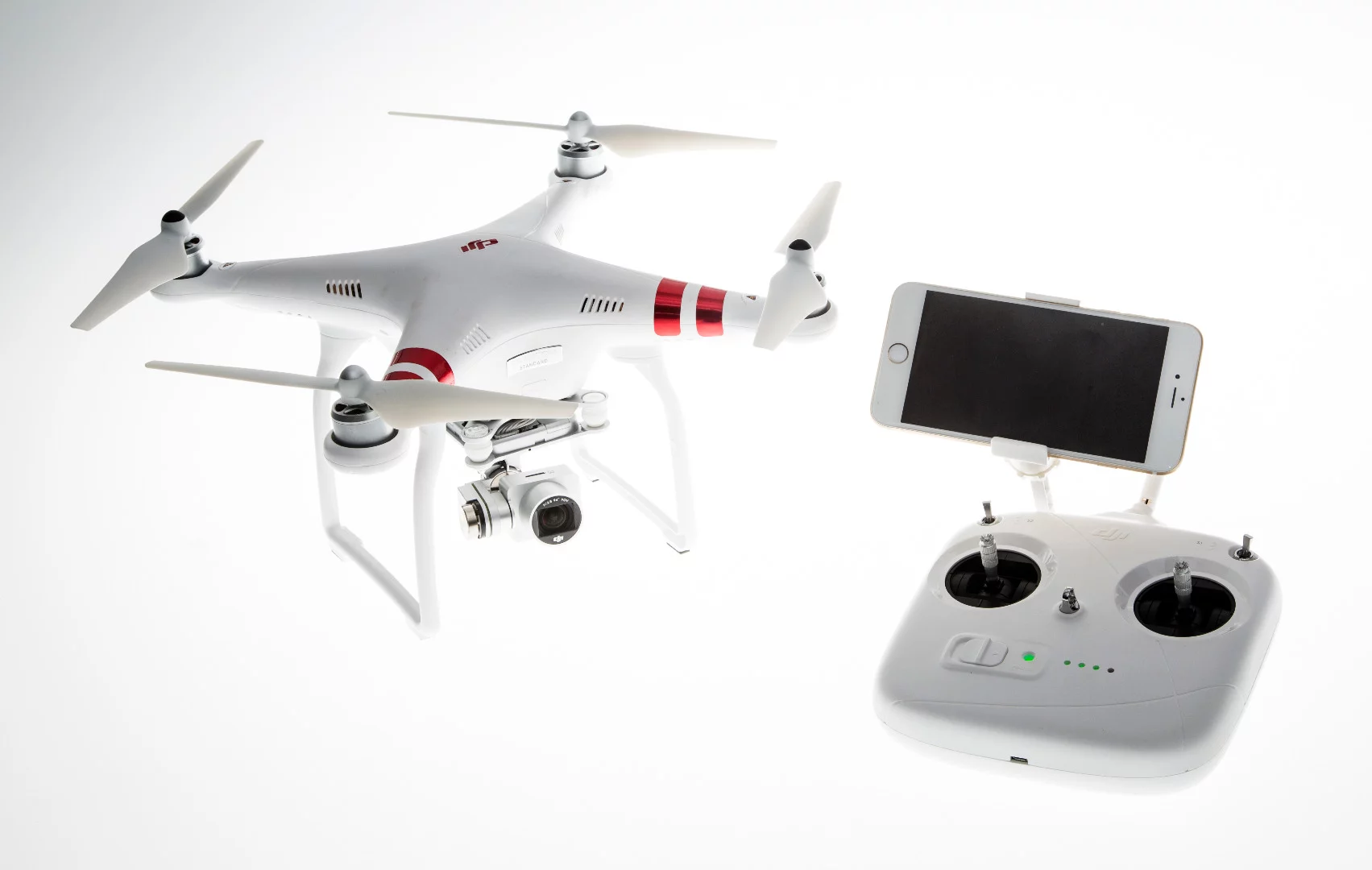 The new DJI Phantom 3 Standard, with its included controller