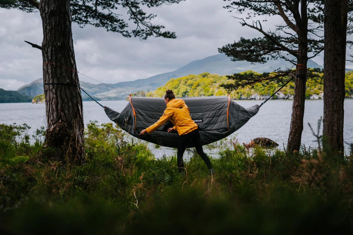 The Culla V2 works with both hammock stands and trees