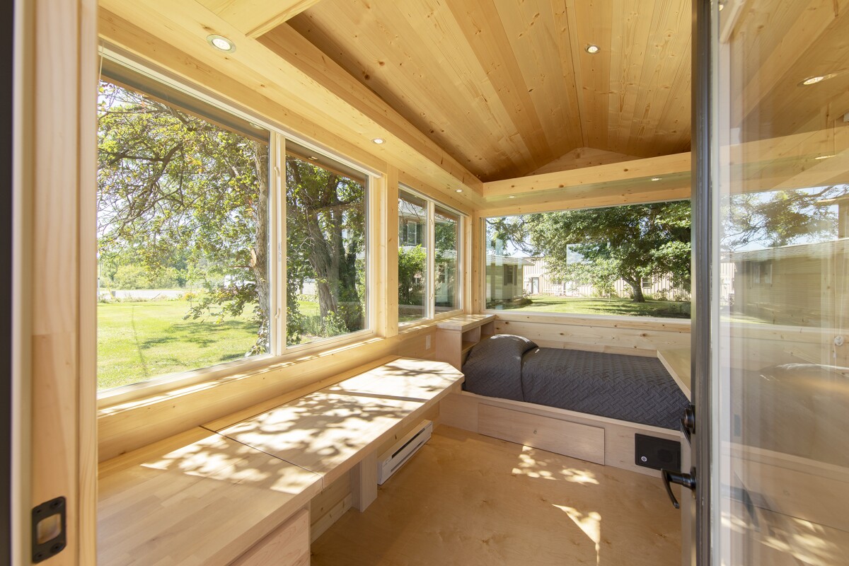 The EscapeSpace Classic's interior, shown here with bed installed