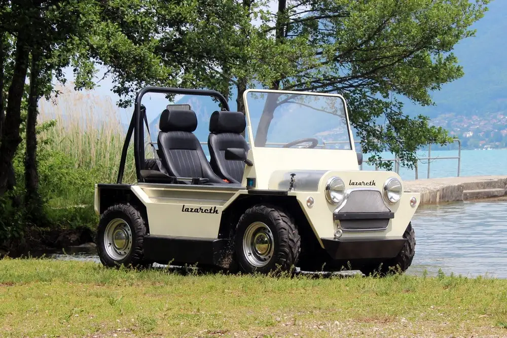 Lazareth's sea-legal, road-legal Moke-like Amphibie water car