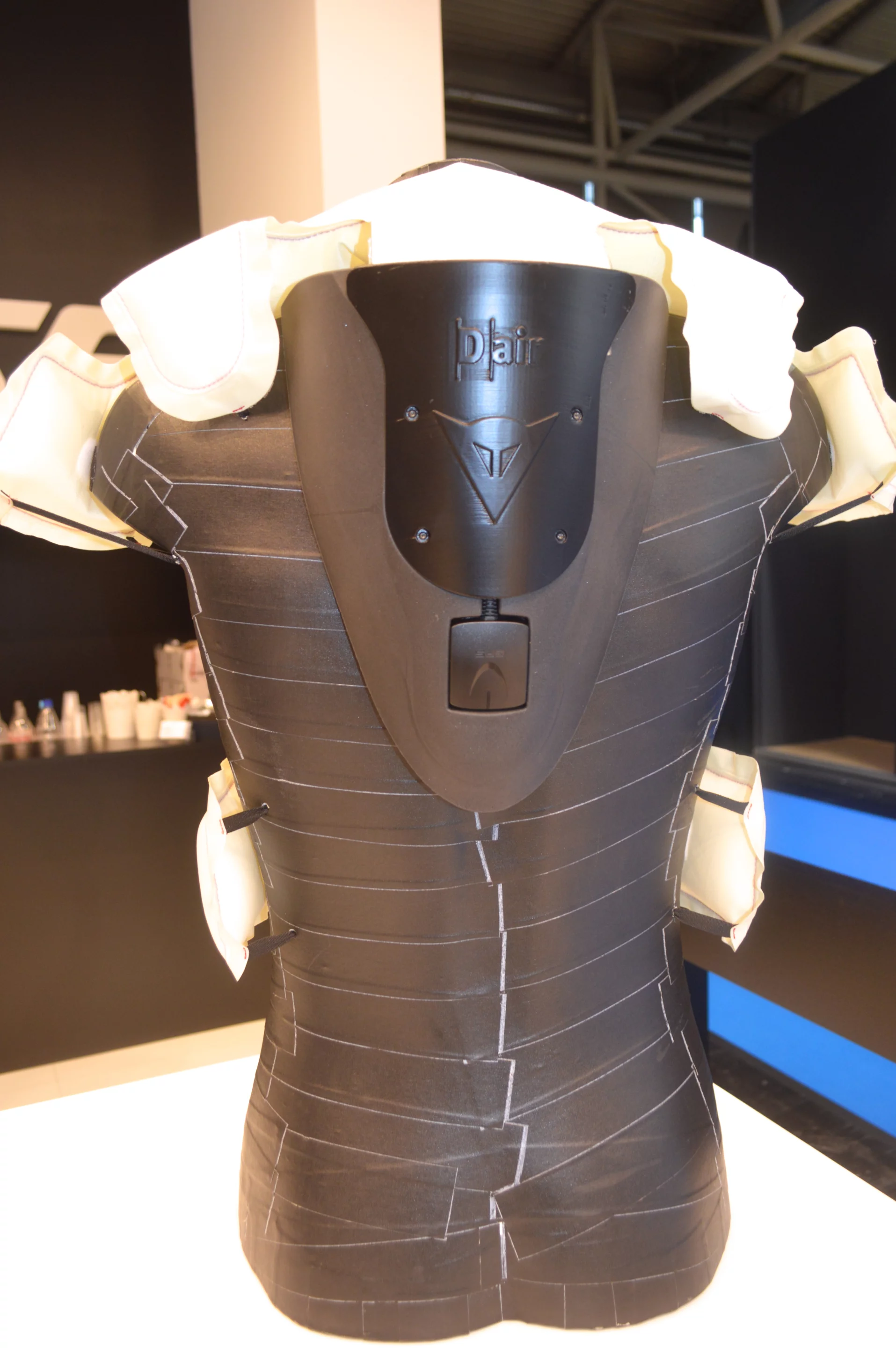 The D-air Ski is worn on the back but focuses protection around the chest, neck and shoulders