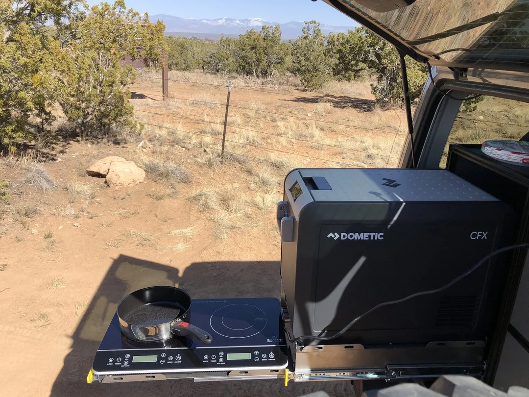 Buyers will have to add their own fridge/freezer and stove, but DirtBox imagines it being an all-electric kitchen that taps into the Juice Box, eliminating problems with stove flames in windy conditions and the need to purchase, fill and store propane