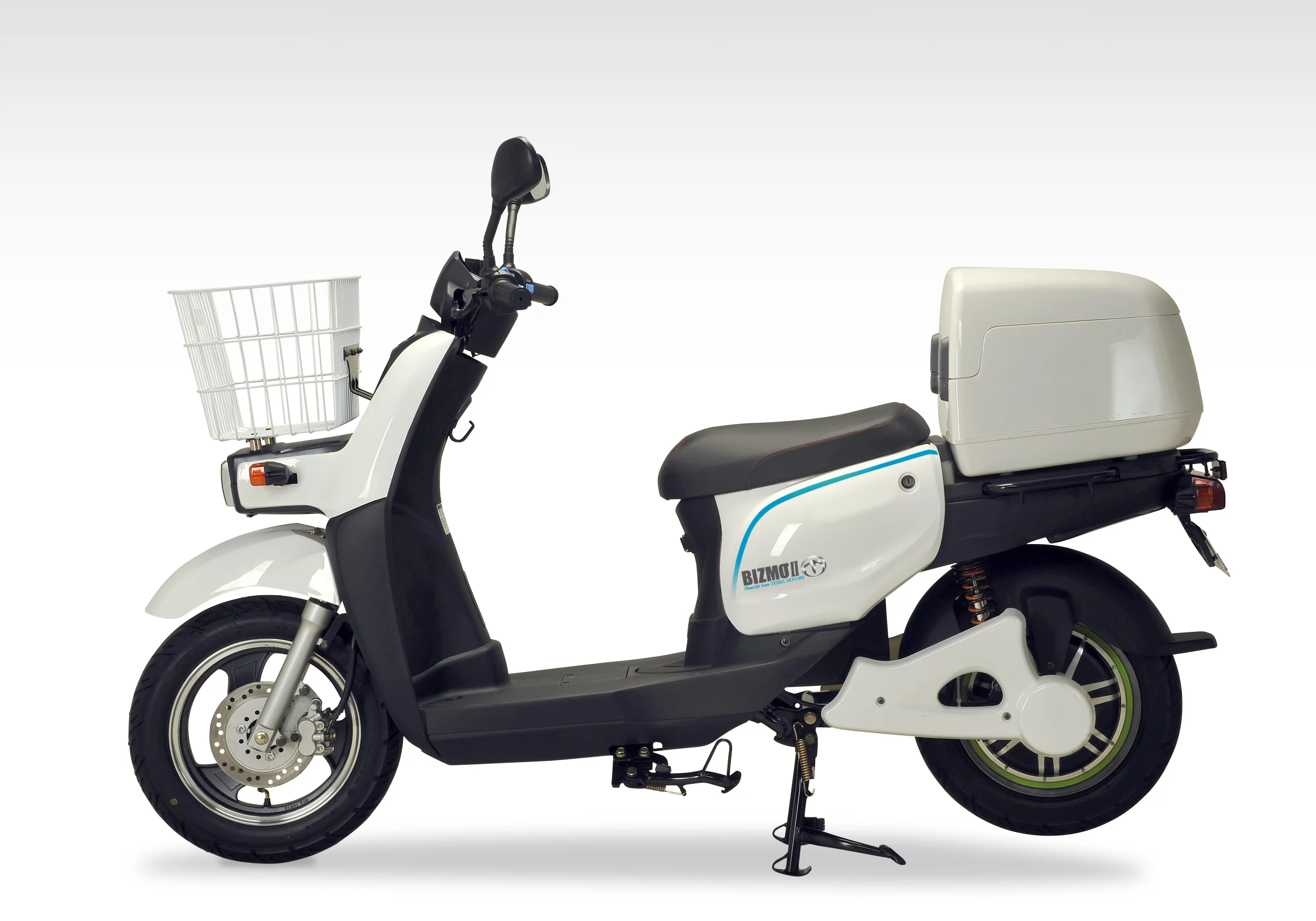 The Bizmo II, from Terra Motors can be configured with large or small lockable boxes on the back