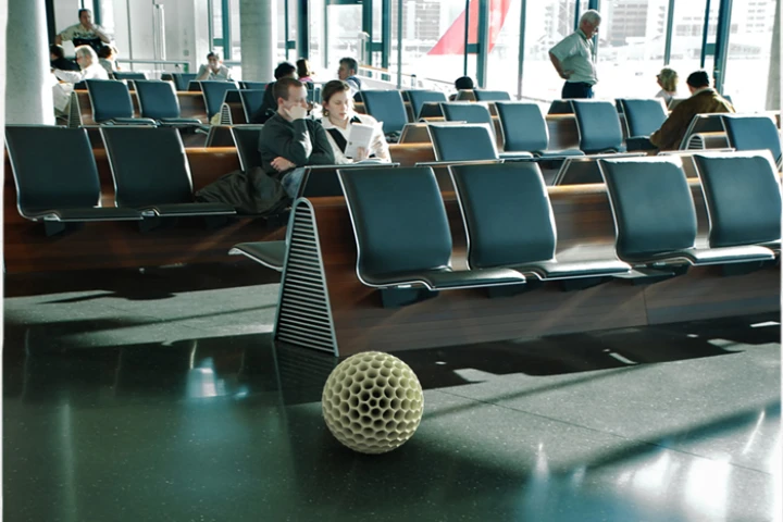 The Dustball robotic vacuum cleaner would roll around public spaces, like airports and train stations
