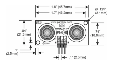 Tech drawing of ultrasonic range finder for trombone slide