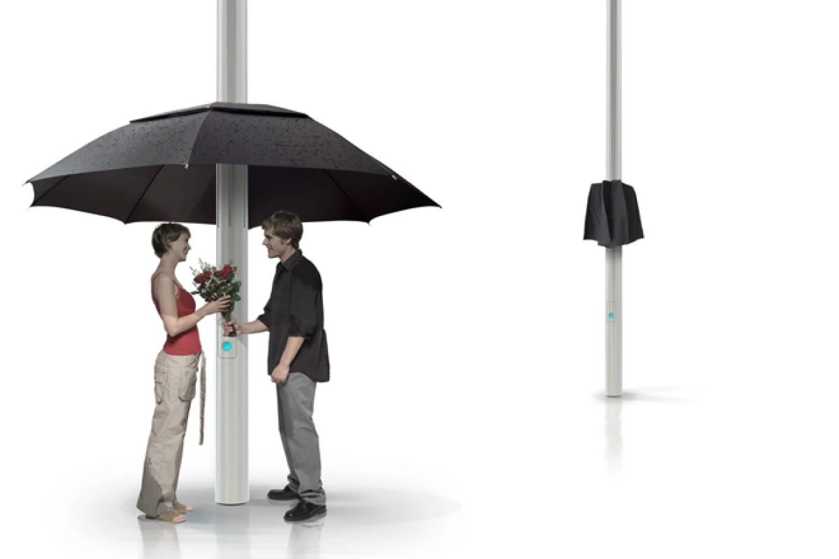Sensors ensure the Lampbrella is deployed to offer pedestrians shelter whenever it starts raining