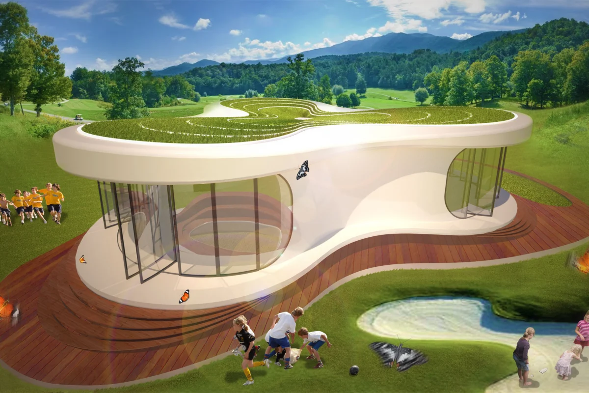 LAVA's relocatable school is a learning space for the future with a sustainable design that incorporates prefabrication, eco-materials and symmetrical repeatable geometry