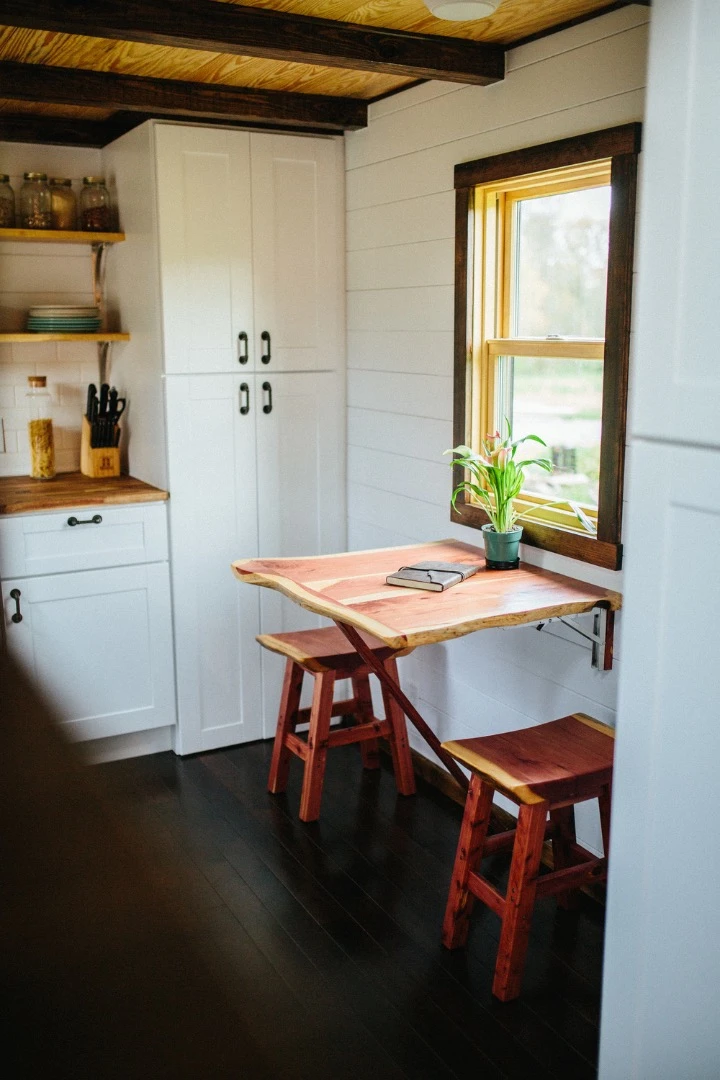 The folding cedar dining table