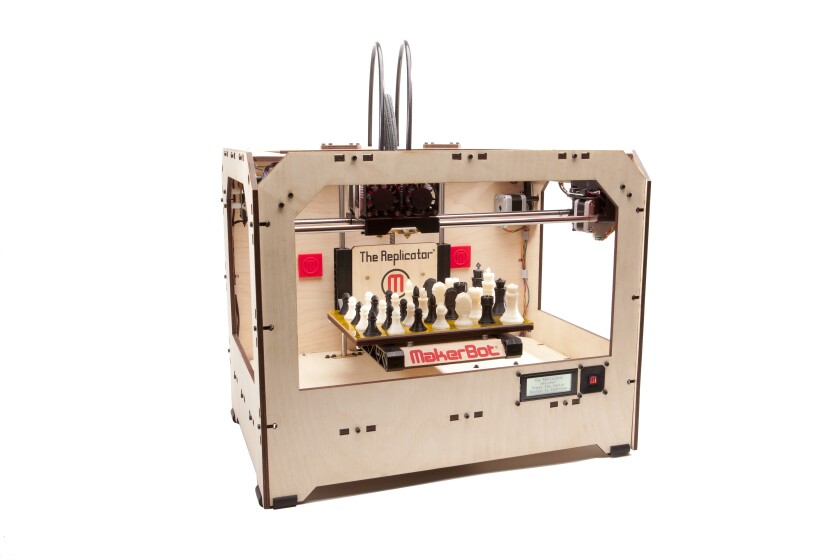 The new Replicator includes its own built-in, four line LCD panel and game-controller-like user interface to allow for computer-free operation
