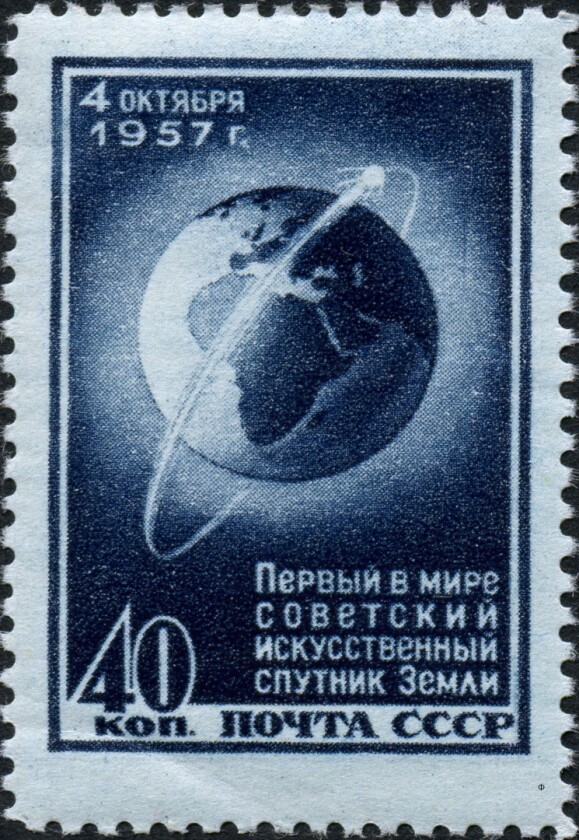Soviet 40 kopek stamp celebrating Sputnik 1