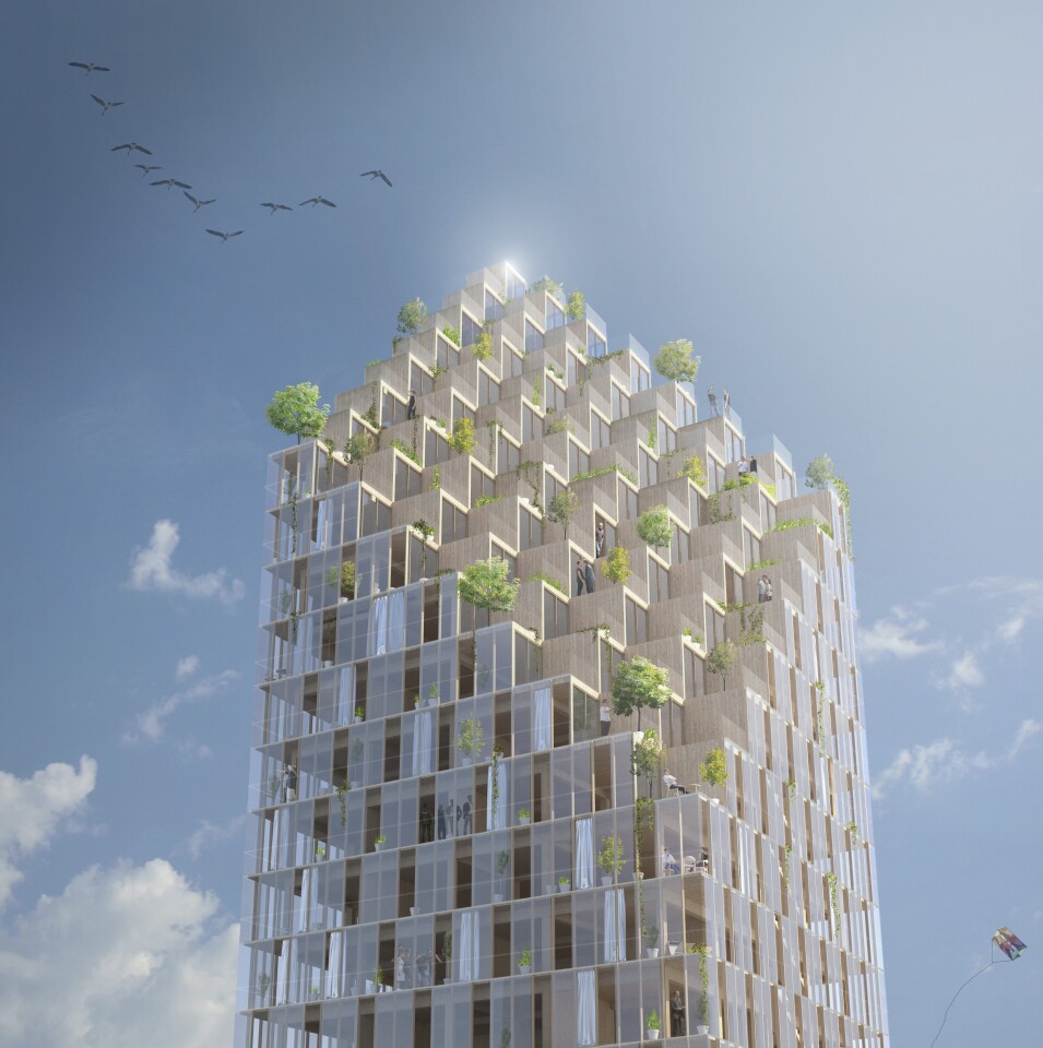 The residential building will pair wooden construction with sustainable technologies (Image: Berg C.F. Møller)