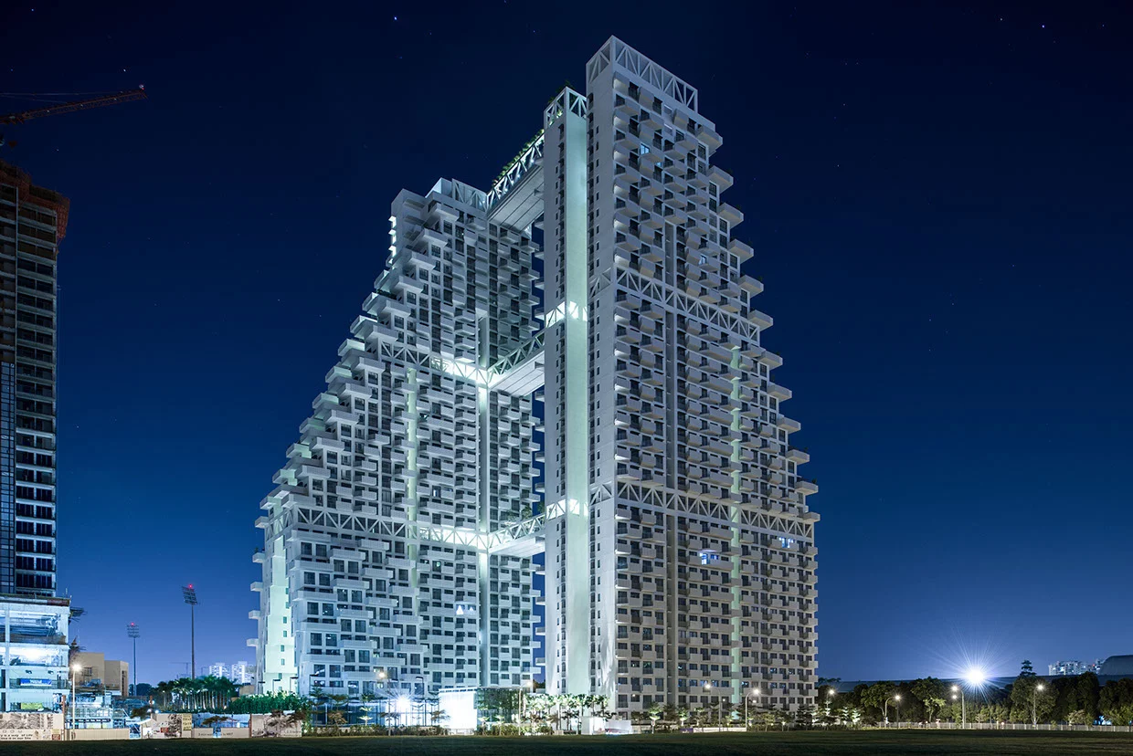 SKY HABITAT Bishan, Republic of Singapore by Safdie Architect. A winner under the "Skyscrapers/High Rises" category at the 2018 International Architecture Awards, this 38-story complex explores the relationship between high density urban living, community and daylight