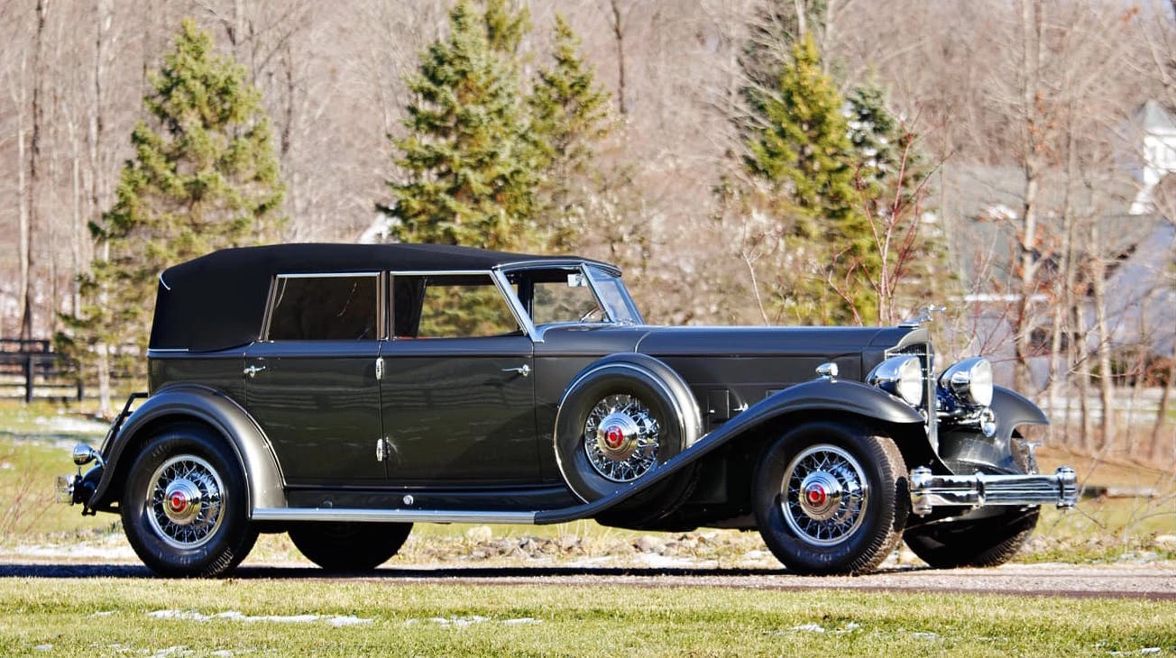 The superlatives surrounding this car bely the price it is expected to fetch. It is the ultimate Packard chassis powered by a second-generation Packard Twin Six (V12) engine adorned with the ultimate Dietrich custom body, built new for Al Jolson. The car previously sold at auction in 2011 for $1,100,000 and now that it has been fully restored to the original grey exterior and brown leather interior, it should fetch a great deal more.