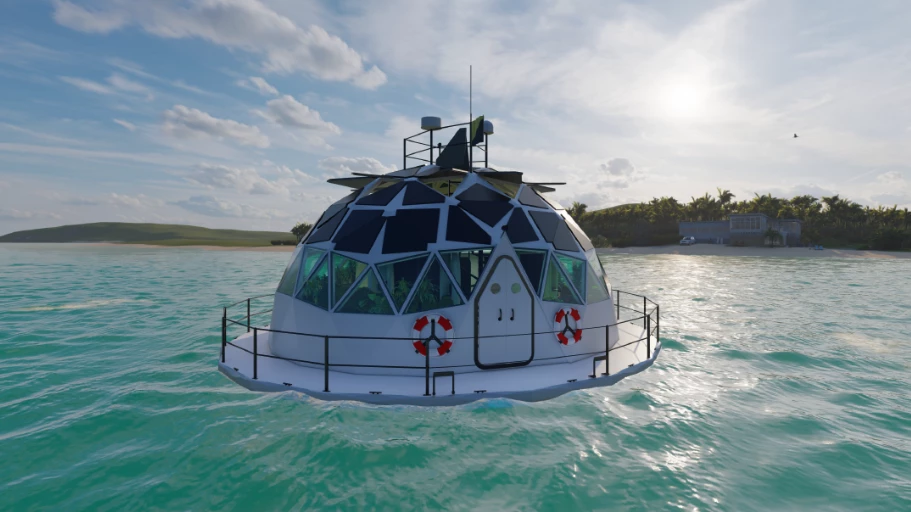 This earlier design is more of a floating dome island