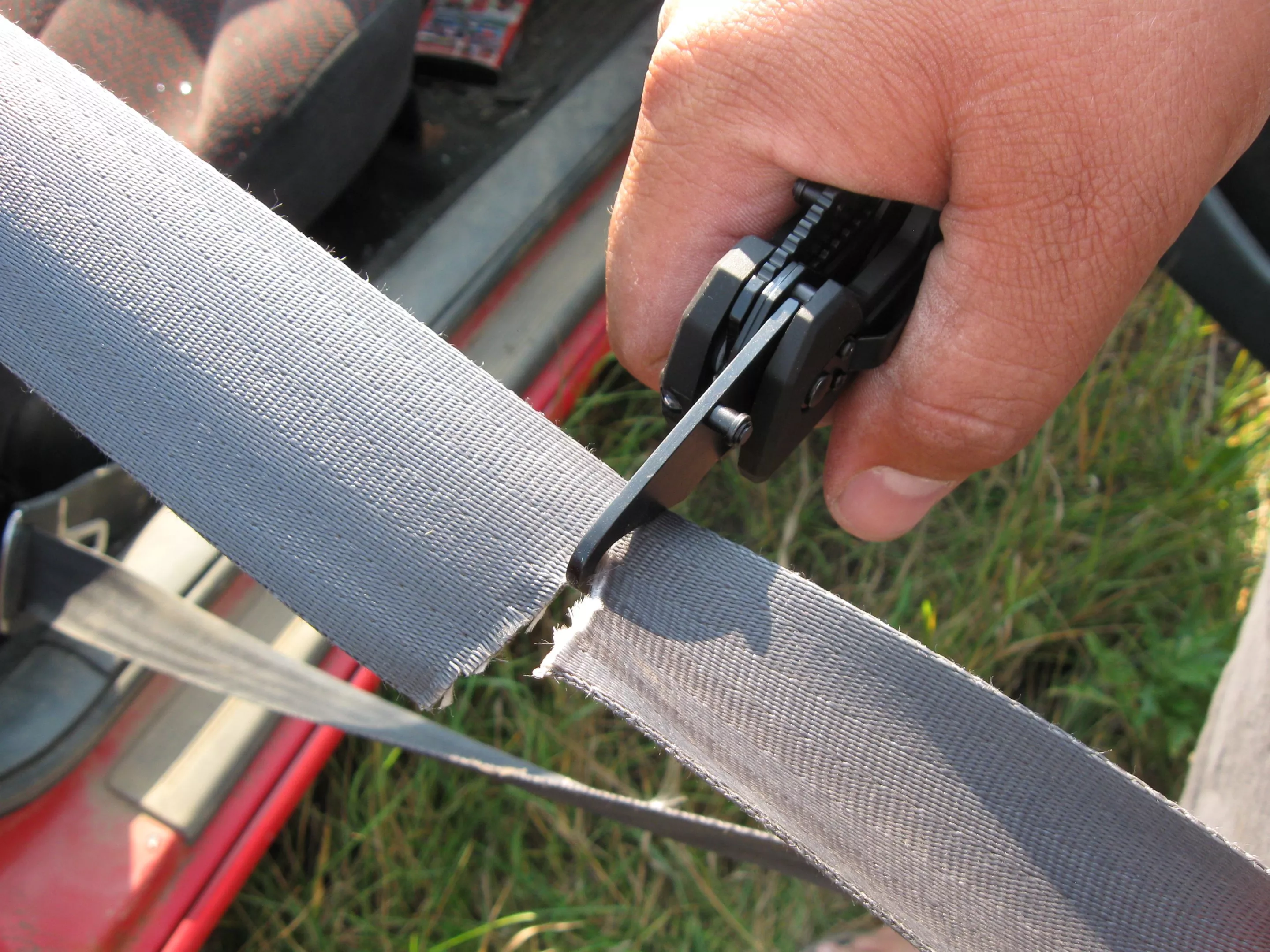 The T3 going through the Chevy's seat belt